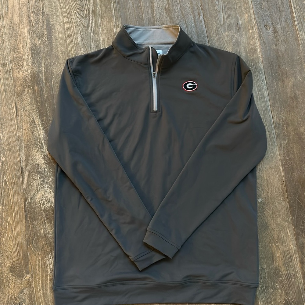 Peter Millar boy’s 13/14 XL, Georgia 1/4 zip sweater Iron color perfect shape.